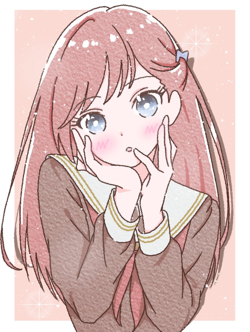 高潮Live! LoveLive! 蓝鸟、Love Live!、Love Live! 莲之空女学院学园偶像部 1名女孩 蓝眼 脸红 边框 棕色连衣裙