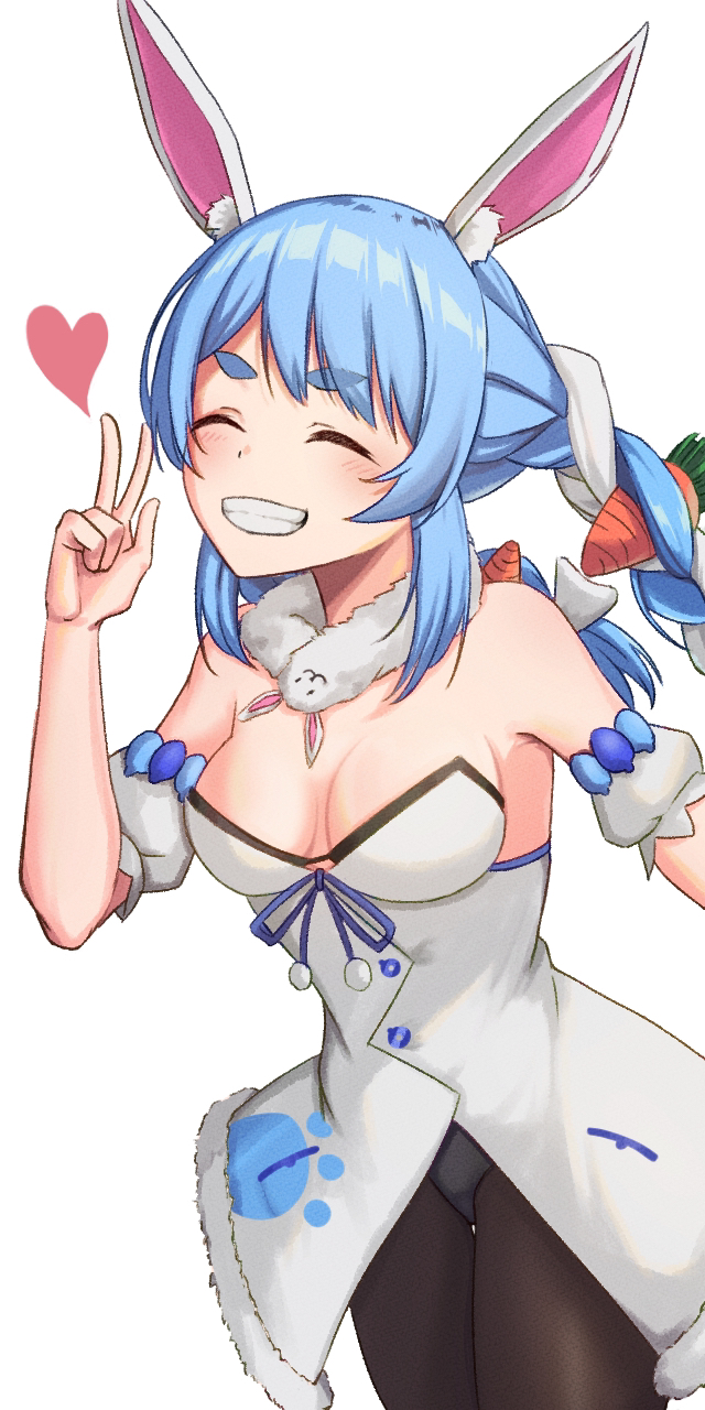 Hololive、Don-chan (佩克拉头上的野兔)、兔田佩克拉 1名女孩 兽耳毛 兽耳 露肩 黑色连裤袜