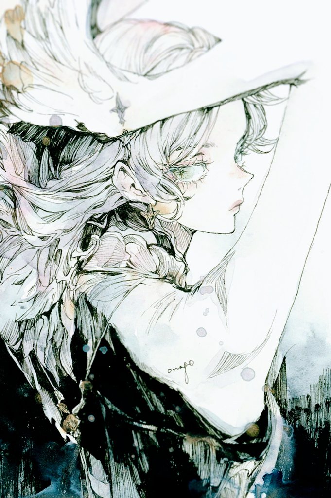 原创 1名女孩 黑色连衣裙 连衣裙 无表情 羽毛
