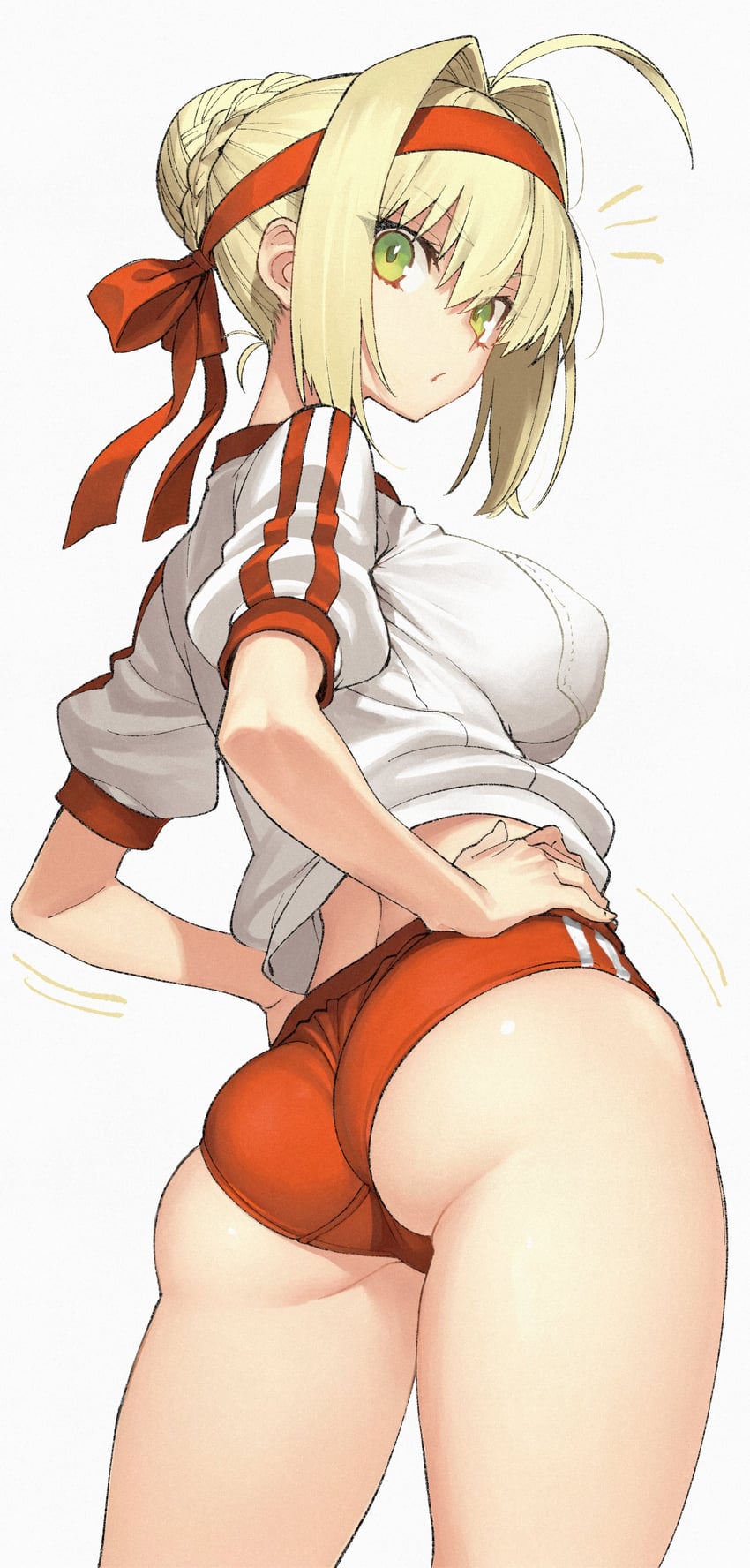 Fate/Extra、Fate/Grand Order、Fate系列 1名女孩 呆毛 屁股 后方窥视 金发