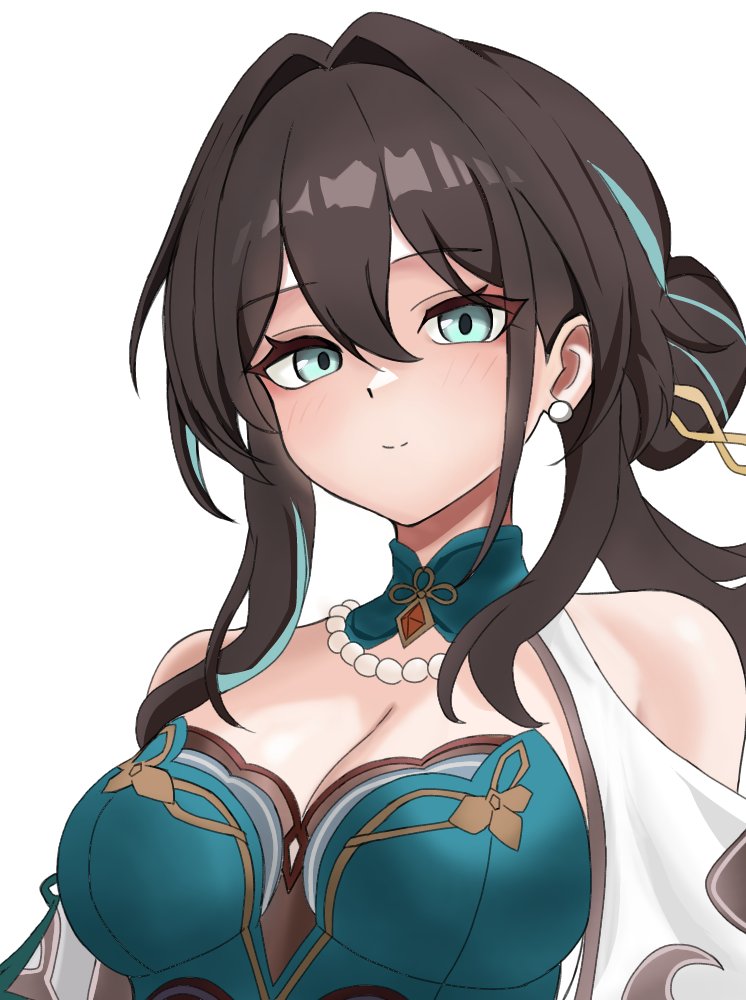 崩坏：星穹铁道、崩坏系列、阮·梅 (崩坏：星穹铁道) 1名女孩 黑发 乳房 乳沟 连衣裙
