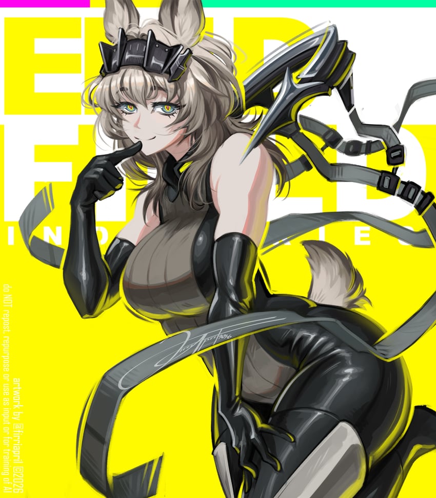 明日方舟、明日方舟：终末地、艾维娜 (明日方舟) 1名女孩 2026年 兽耳 黑衬衫 紧身连体衣