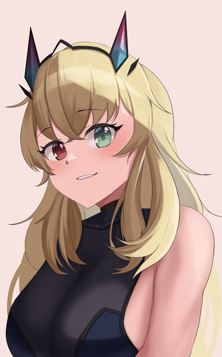 Fate/Grand Order、Fate系列、巴格斯特 (Fate) 1名女孩 露肩 黑色紧身连体衣 金发 脸红
