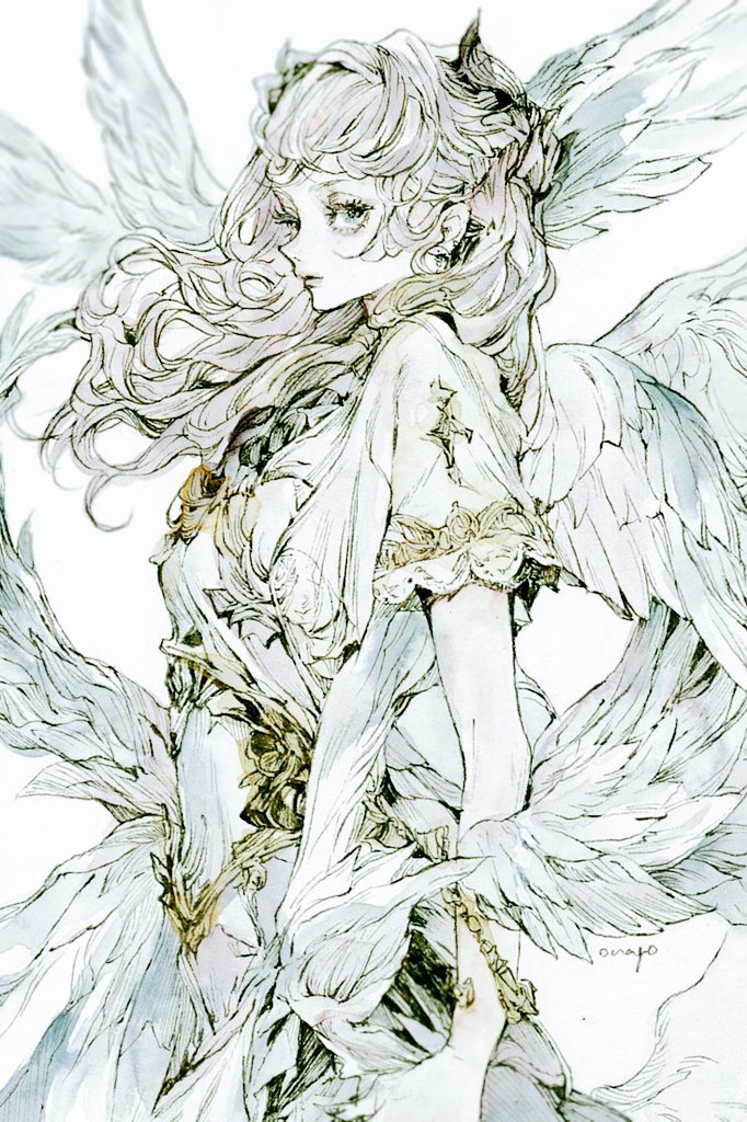 原创 1名女孩 天使 牛仔镜头 十字架 连衣裙