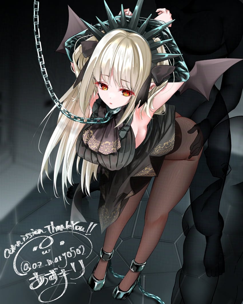 游戏王、阿·巴瓦·空 无光之影 1名女孩 腋下 举起双手 黑色连裤袜 黑色袖子