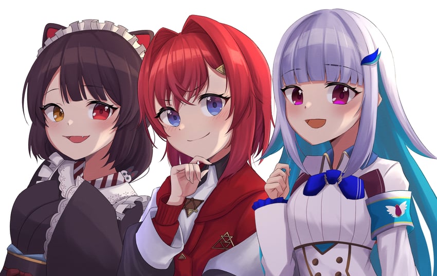 彩虹社、安洁·卡特莉娜、戌亥床 3人女子 :D 兽耳 臂章 黑发