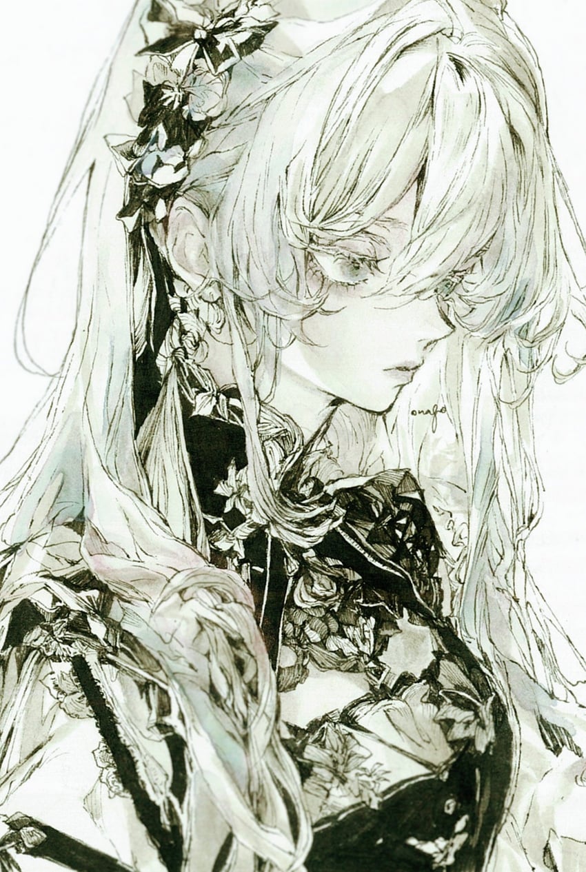 原创 1名女孩 黑衬衫 耳环 无表情 灰度