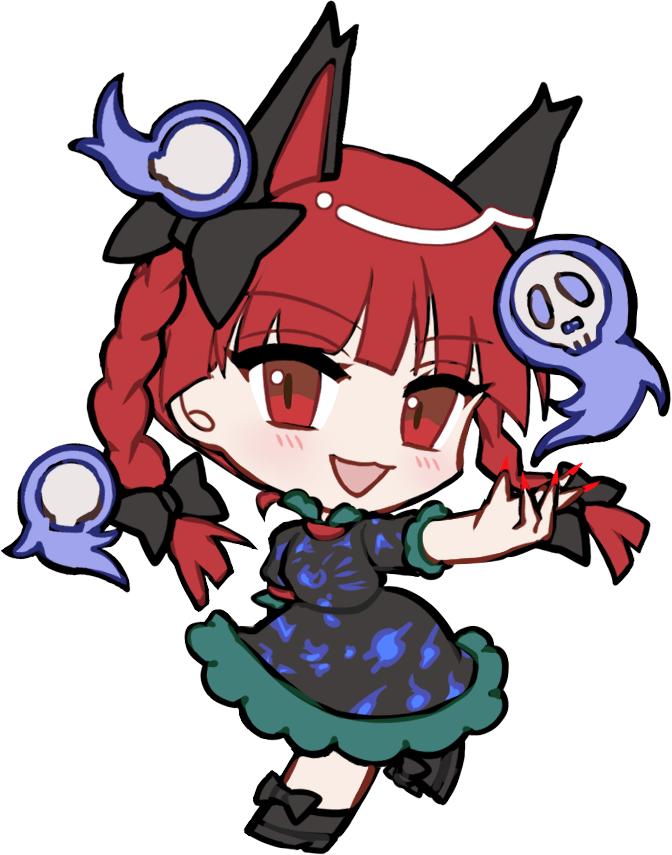 东方Project、火焰猫燐 1名女孩 猫脸笑 :D 兽耳 黑色蝴蝶结