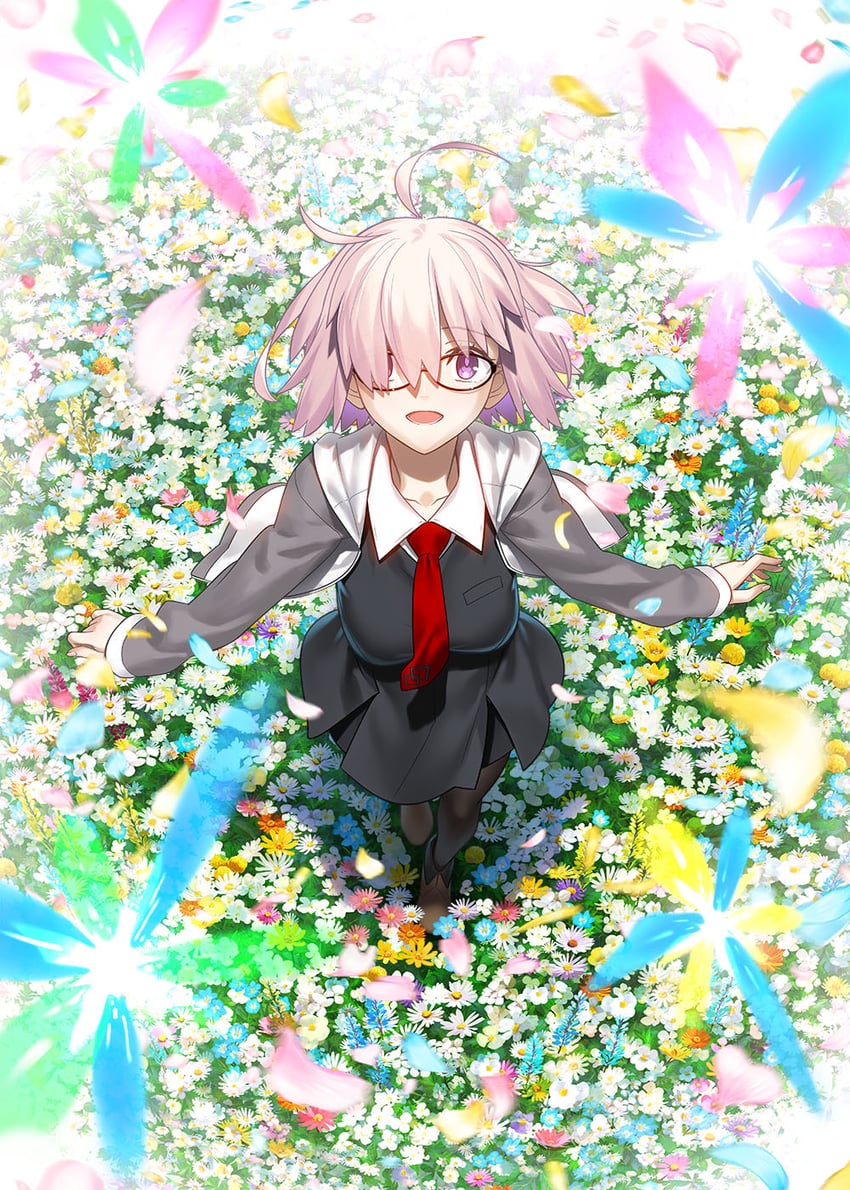Fate/Grand Order、Fate系列、玛修·基列莱特 1名女孩 :D 黑框眼镜 黑色连衣裙 模糊