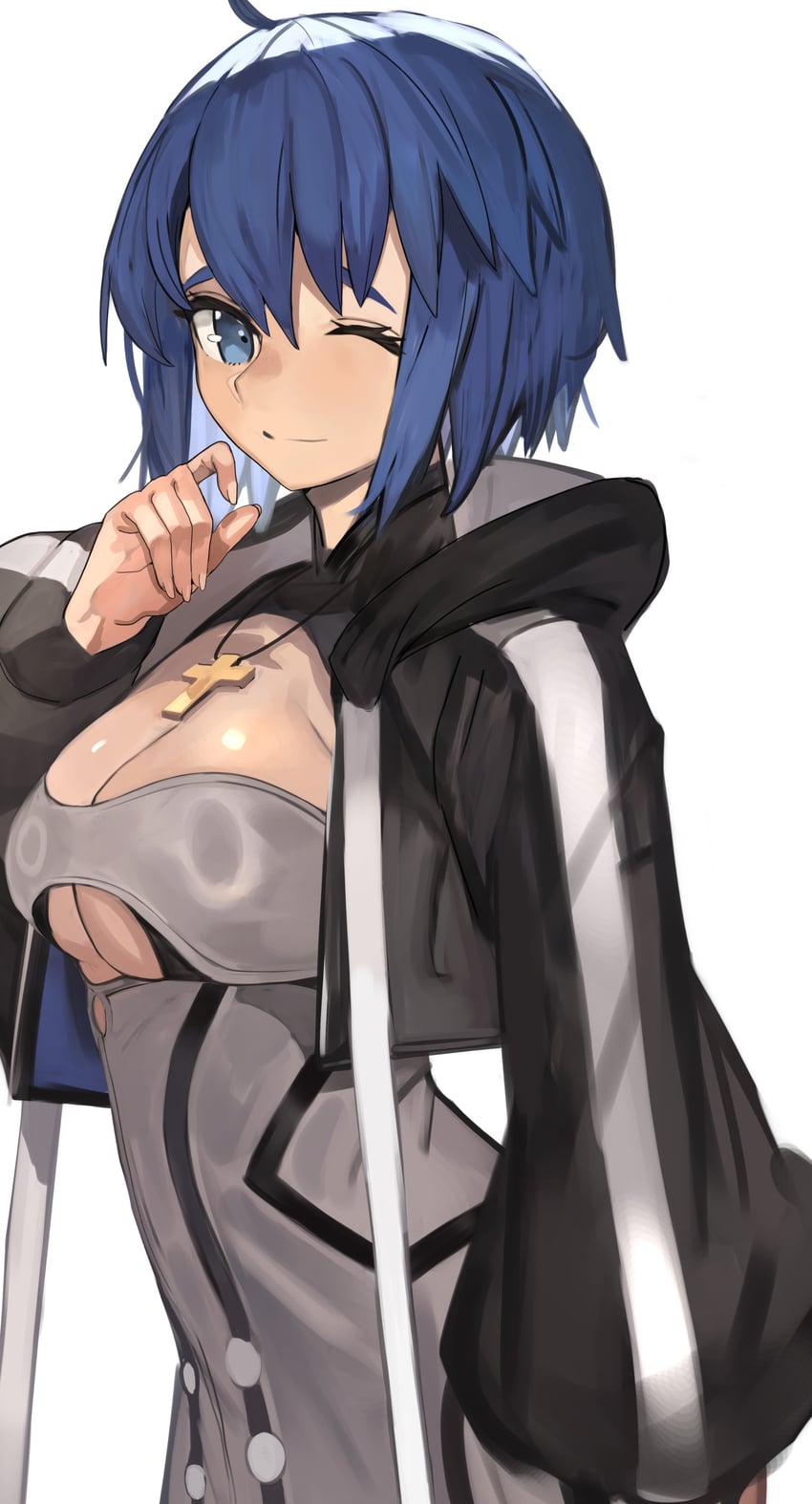 Fate/Grand Order、Fate系列、月姬 呆毛 比基尼 黑色比基尼 黑色夹克 蓝眼