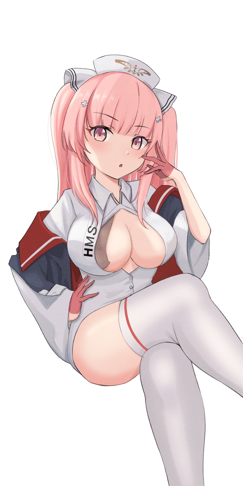 碧蓝航线、英仙座（碧蓝航线） 1名女孩 齐刘海 脸红 乳房 乳沟