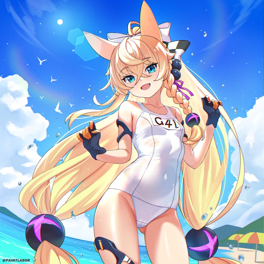 少女前线、少女前线2：追放、G41 (沙滩朋克2064) (少女前线) 臂带 作者名 金发 蝴蝶结 辫子