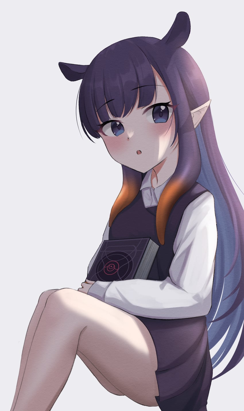 Hololive、Hololive英语、一伊那尔栖 1名女孩 兽耳 黑色连衣裙 蓝眼 齐刘海