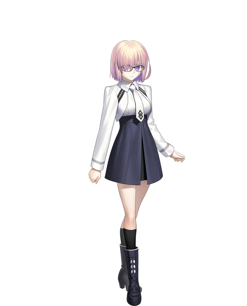 Fate/Grand Order、Fate系列、玛修·基列莱特 1名女孩 黑框眼镜 黑鞋 黑色裙子 黑袜