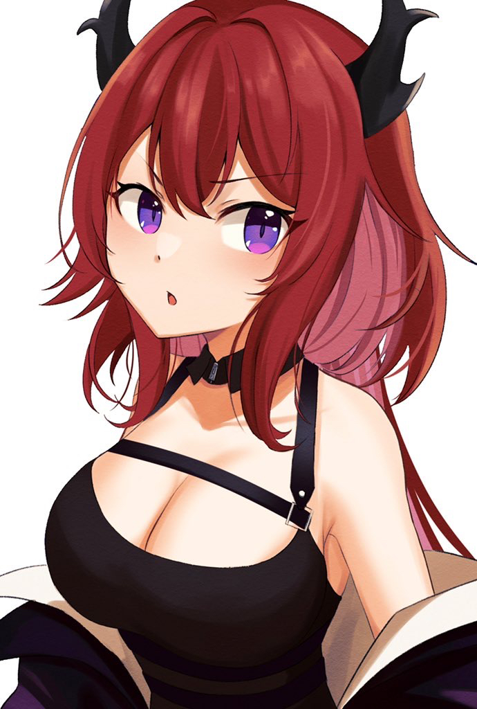 明日方舟、史尔特尔 (明日方舟) 1名女孩 露肩 黑色连衣裙 脸红 乳房