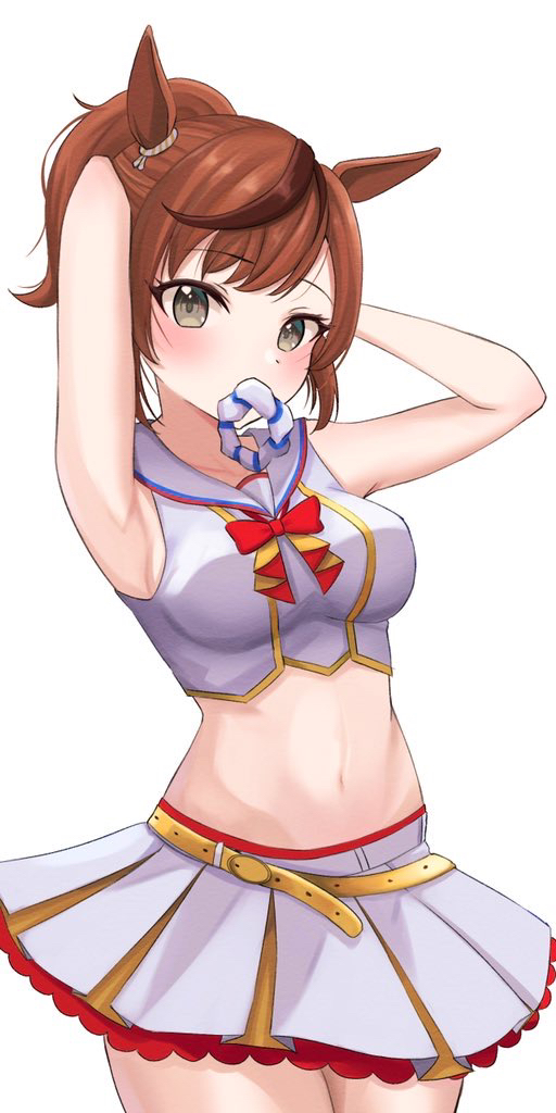 赛马娘、优秀素质 (Run & Win) (赛马娘)、优秀素质 (赛马娘) 1名女孩 兽耳 腋下 双手抱头 举起双手
