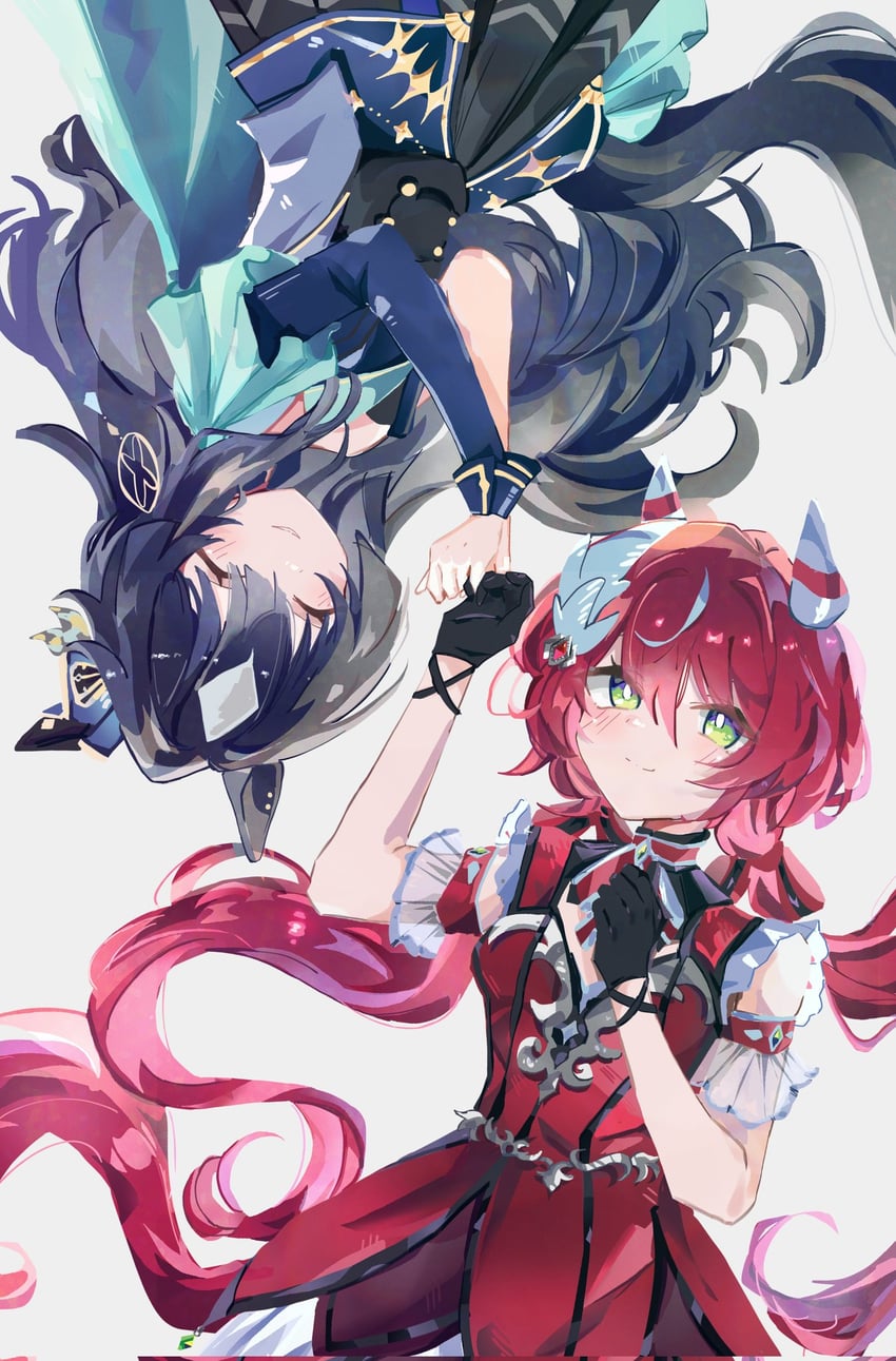 赛马娘、维尔希娜 (赛马娘)、薇儿希娜 (赛马娘) 2名女孩 兽耳 不对称夹克 蓝发 乳房