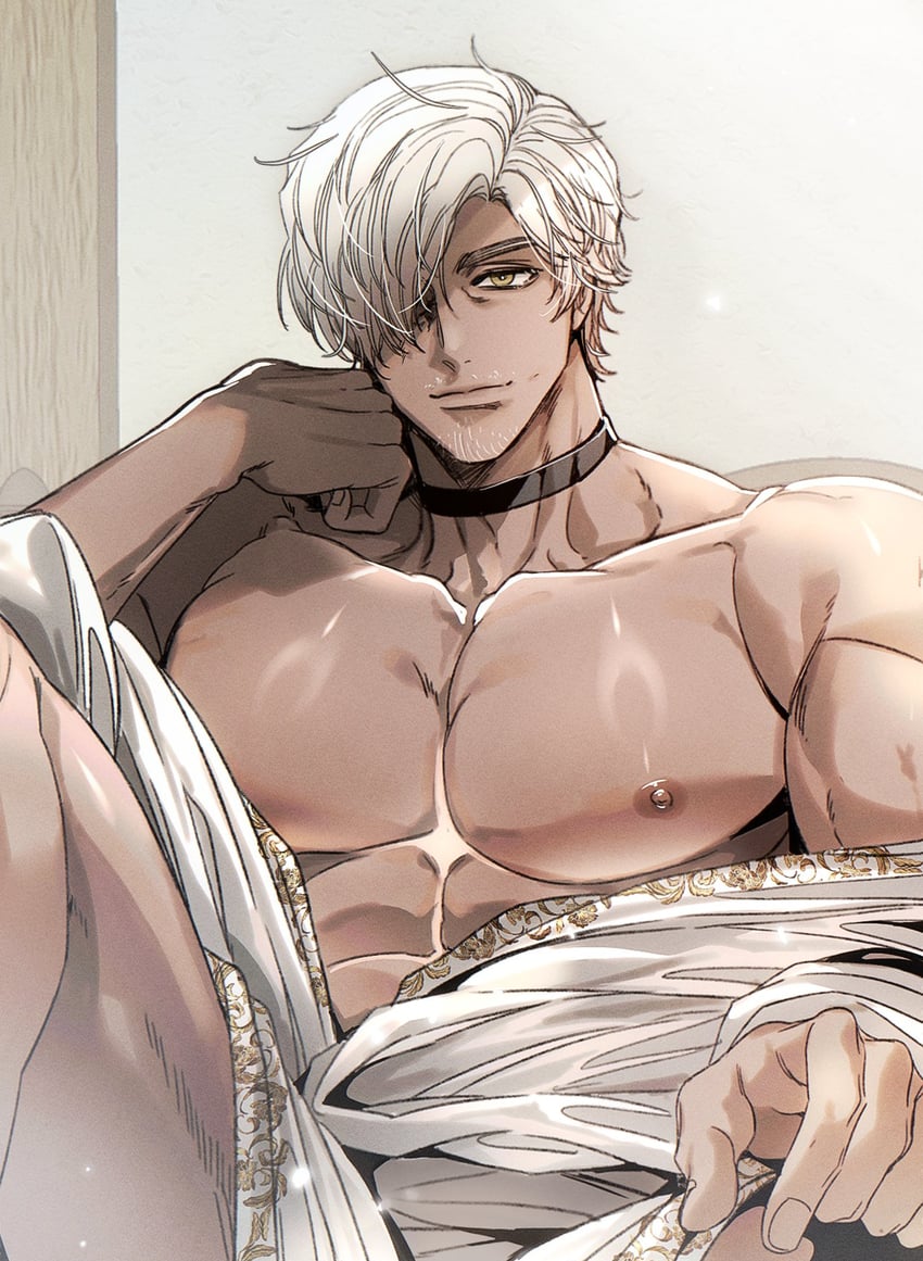 原创 1名男孩 腹肌 项圈 胡须 山羊胡