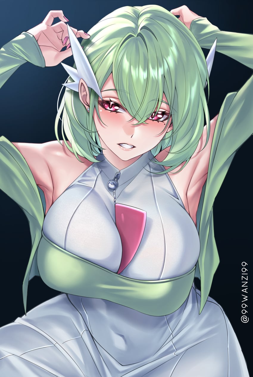 宝可梦、沙奈朵 1名女孩 腋下 乳房 牛仔镜头 连衣裙