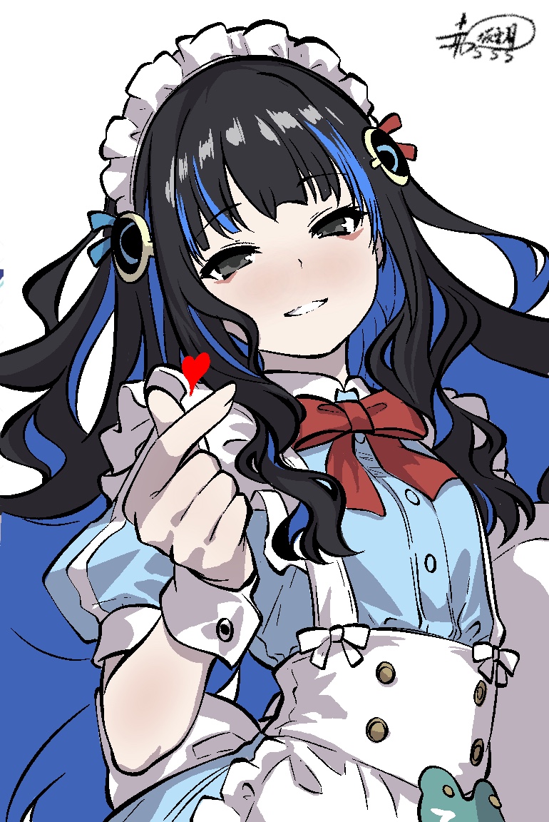 Fate/Grand Order、Fate系列、特诺奇蒂特兰 (Fate) 1名女孩 围裙 黑发 蓝发 脸红