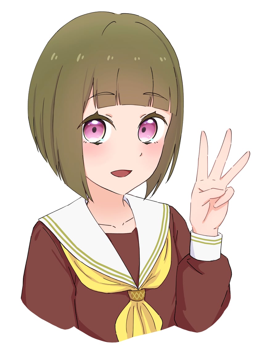 Love Live!、Love Live! 莲之空女学院学园偶像部、本居小铃 1名女孩 :D 脸红 波波头 棕色连衣裙