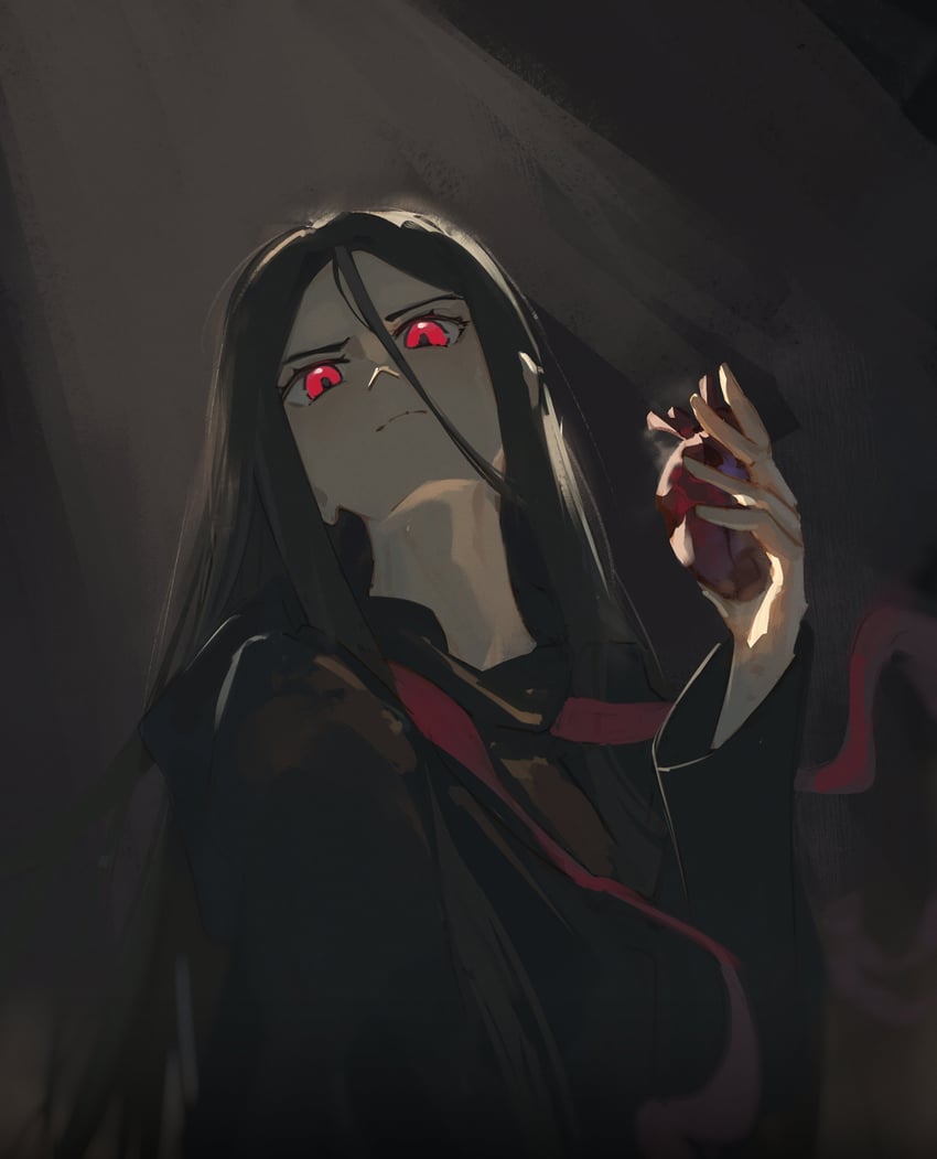 Fate/strange Fake、Fate系列、无名暗杀者 (Fate) 1名女孩 黑斗篷 黑发 披风 发丝垂在眼睛之间