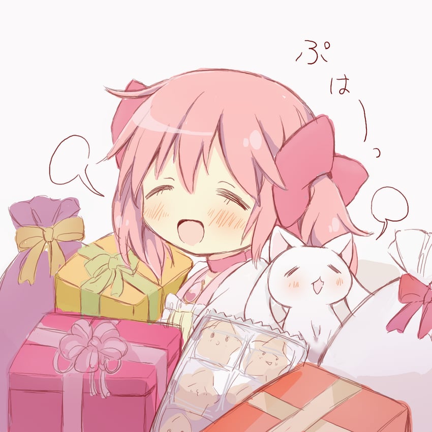 魔法少女小圆、魔法少女小圆、鹿目圆 1名女孩 :D 脸红 蝴蝶结 盒子