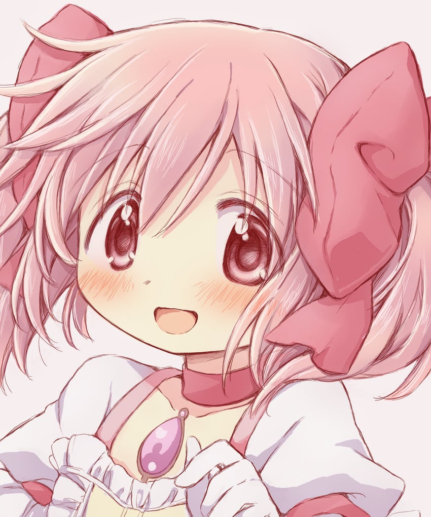 魔法少女小圆、魔法少女小圆、鹿目圆 1名女孩 :D 脸红 蝴蝶结 项圈