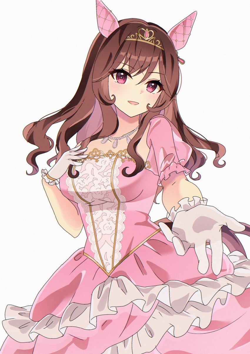 赛马娘、贵妇人 (La Dama Perfetta) (赛马娘)、贵妇人(赛马娘) 1名女孩 兽耳 棕发 连衣裙 荷叶边连衣裙