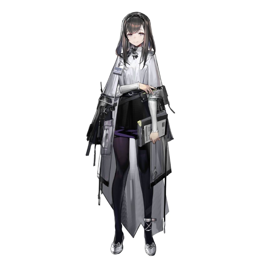 明日方舟、普瑞赛斯 (明日方舟) 1名女孩 黑发 黑色连裤袜 黑色裙子 棕发