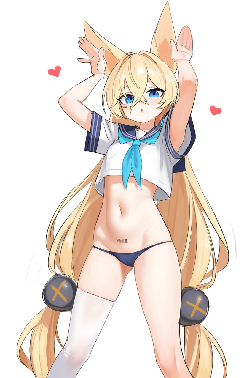 少女前线、少女前线2：追放、faelynn (girls' frontline 2) 1名女孩 荒谬的长发 兽耳 露腋 举起双手