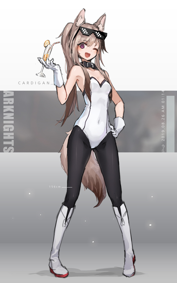 明日方舟、卡缇 (明日方舟) 1名女孩 兽耳毛 兽耳 露肩 黑领