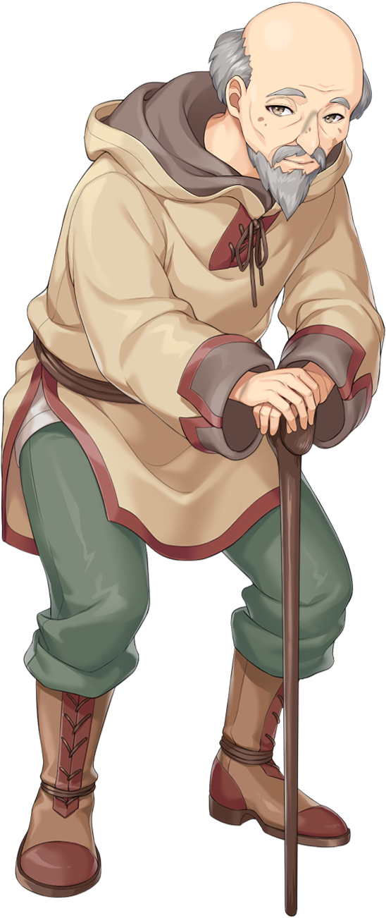 传奇四叶草、old man (legend clover) 1名男孩 秃头 胡子 靴子 棕眼睛
