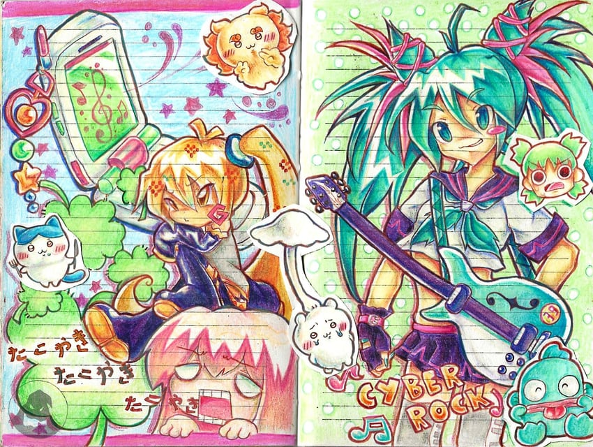 Chiikawa、三丽鸥、VOCALOID 4个女孩 替换服装 呆毛 水色瞳 水色发