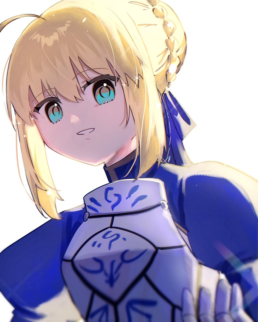 Fate/stay night、Fate系列、阿尔托莉雅·潘德拉贡 (Fate) 1名男孩 呆毛 水色瞳 铠甲 逆光