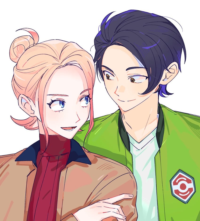 宝可梦、宝可梦传说：Z-A、帕克斯顿 (宝可梦) 1名男孩 1名女孩 呆毛 黑发 蓝眼
