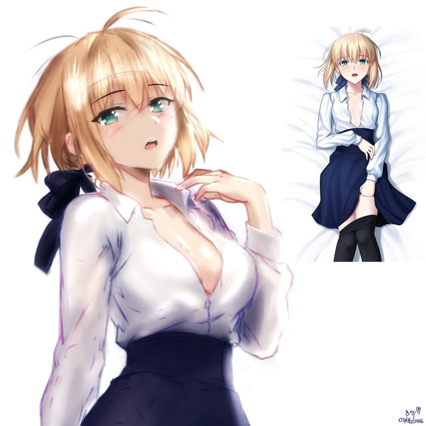 Fate/stay night、Fate系列、阿尔托莉雅·潘德拉贡 (Fate) 1名女孩 呆毛 金发 脸红 辫子