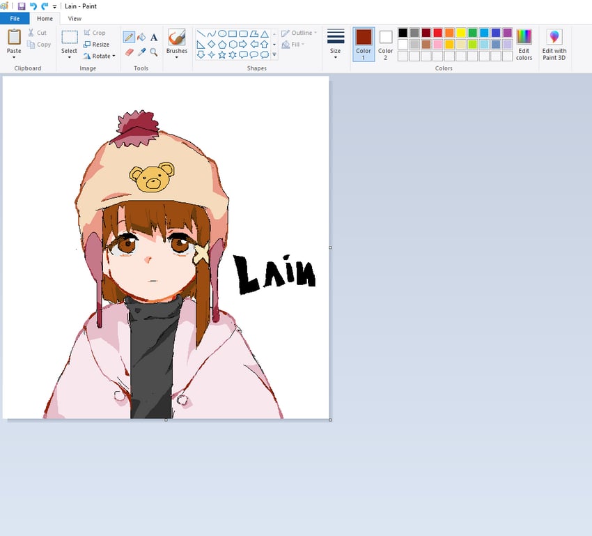 玲音 (Serial Experiments Lain)、岩仓玲音 1名女孩 呆滞脸 动物花纹 画框中的绘图软件 不对称发型