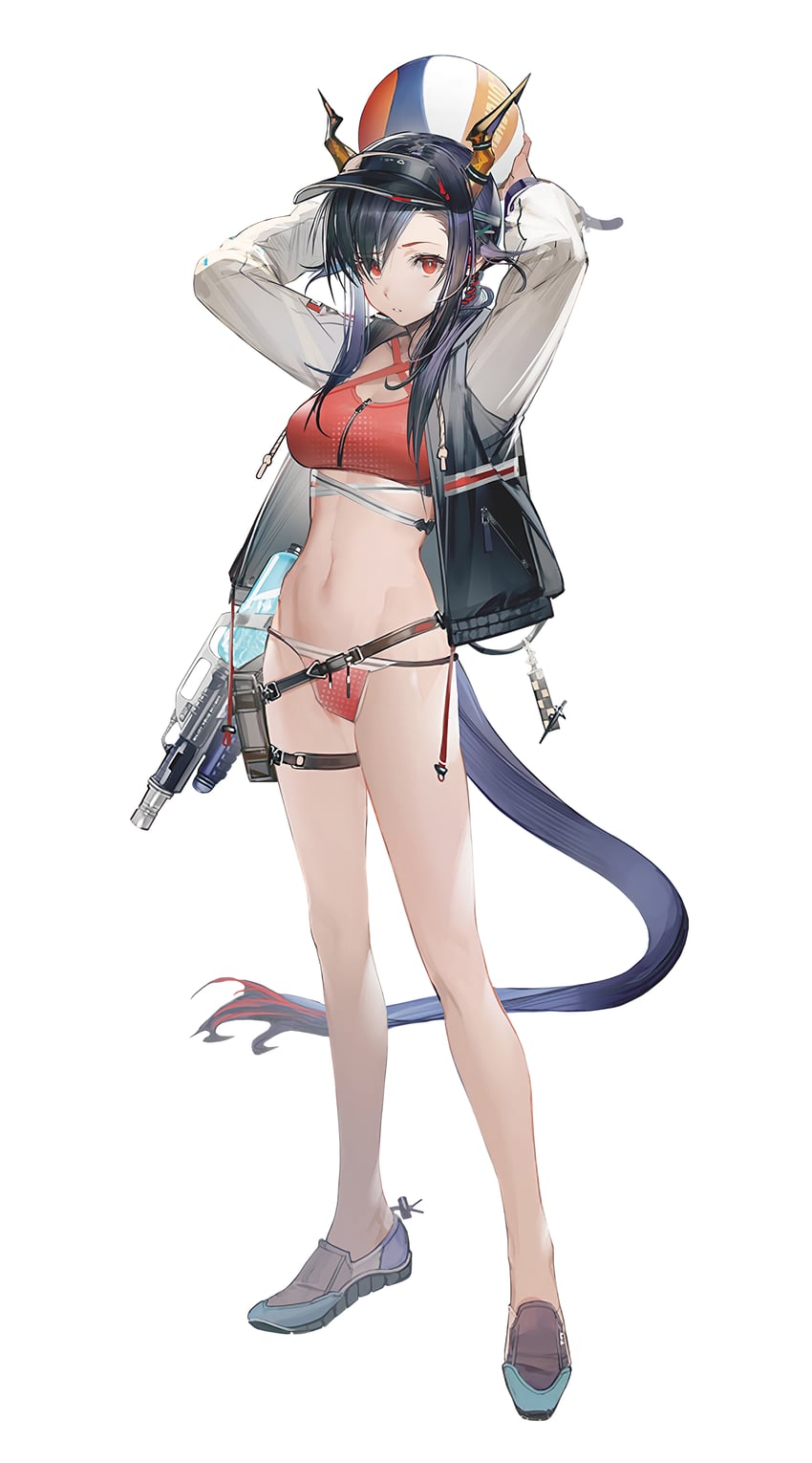 明日方舟、陈 (明日方舟) 1名女孩 替换服装 双手抱头 球 裸腿