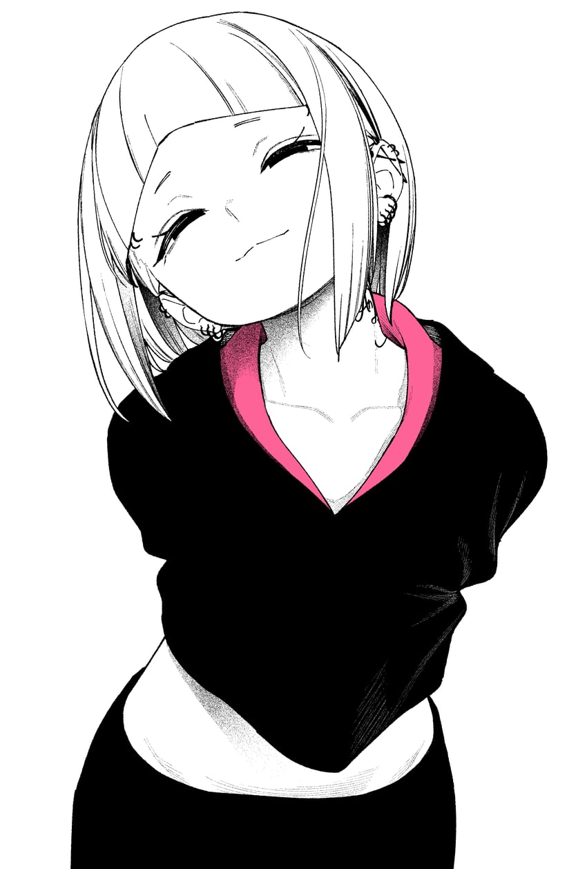 原创 1名女孩 双手背在身后 锁骨 露脐短衫 耳洞