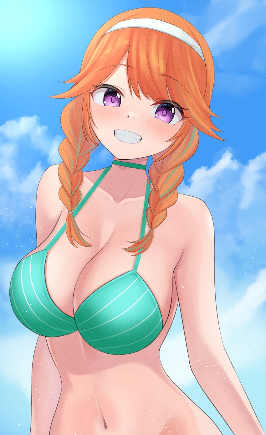 Hololive、Hololive英语、小鸟游琪亚拉 1名女孩 比基尼 脸红 辫子 乳房