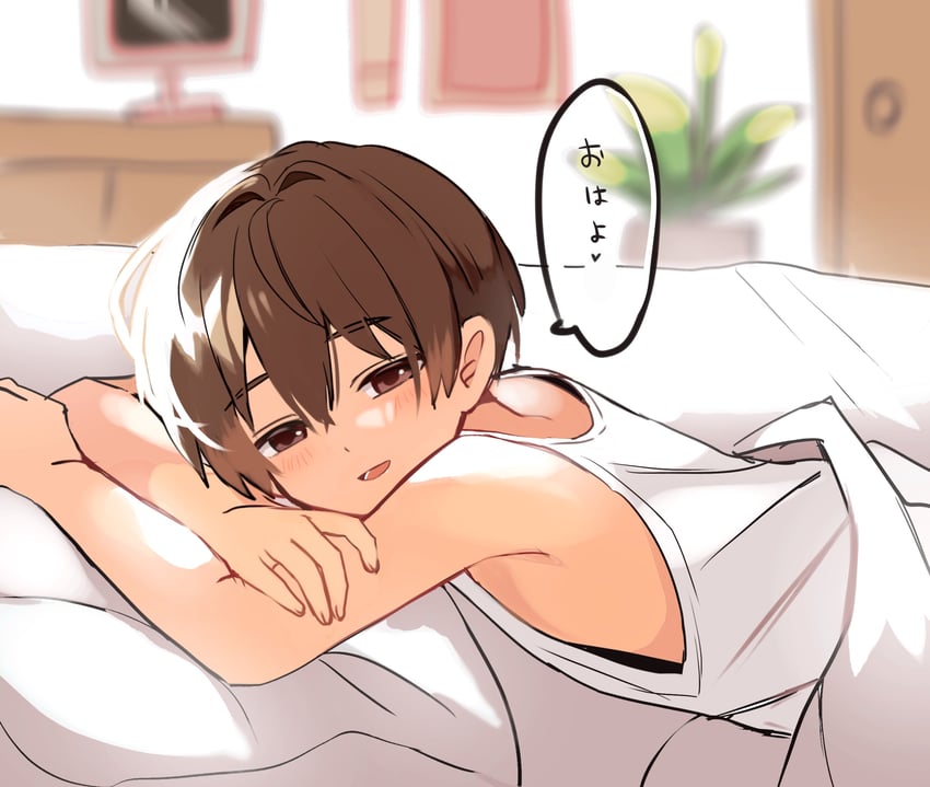 原创 1名男孩 裸臂 床单 毯子 模糊