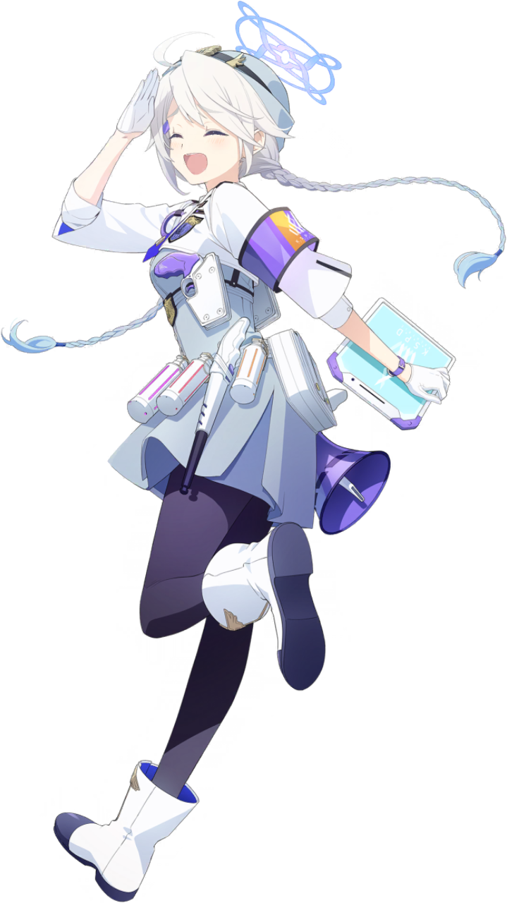 蔚蓝档案、中务桐乃 (蔚蓝档案) 1名女孩 微笑 呆毛 举手 臂章