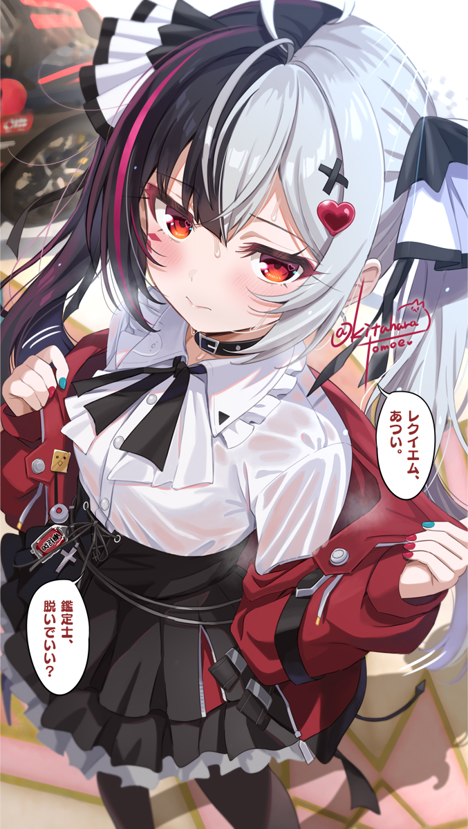 从虚无到永恒、拉克莉莫莎 (圣洁之歌) 1名女孩 呆毛 水蓝色指甲 黑色项圈 黑发