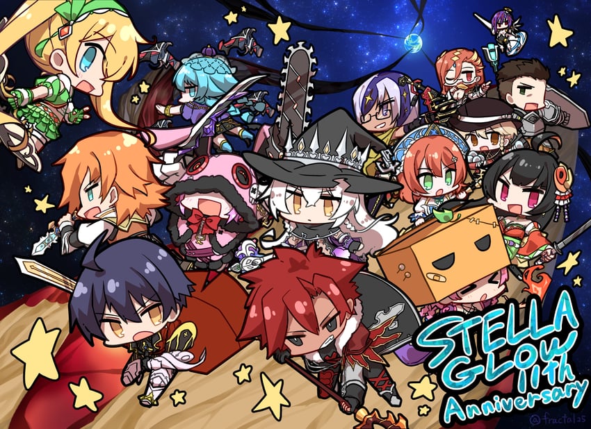 星之光芒、阿尔特 (星光幻歌)、archibald (stella glow) 6个以上男孩 6个以上女孩 呆毛 周年纪念 黑发