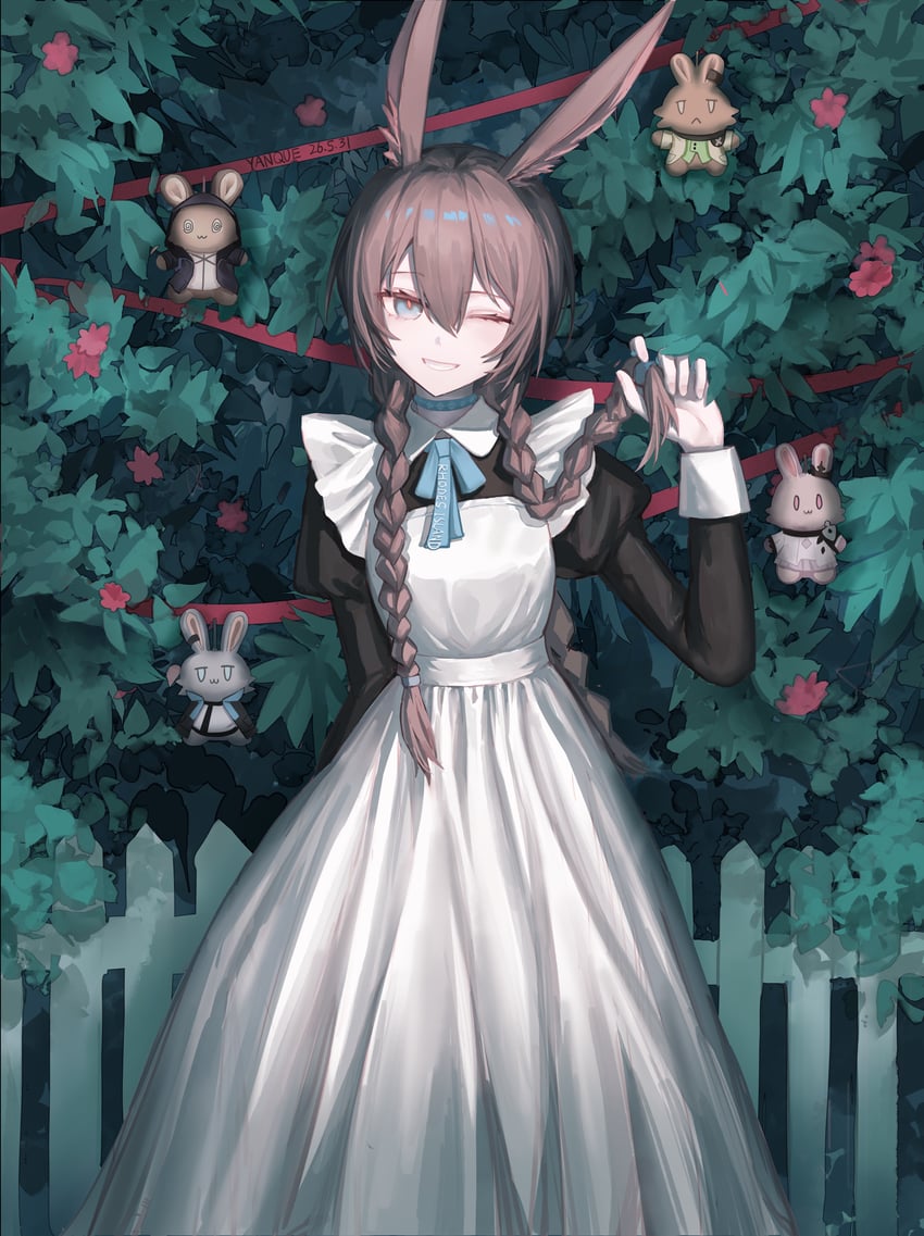 明日方舟、阿米娅 (明日方舟) 1名女孩 :D 微笑 兽耳 围裙