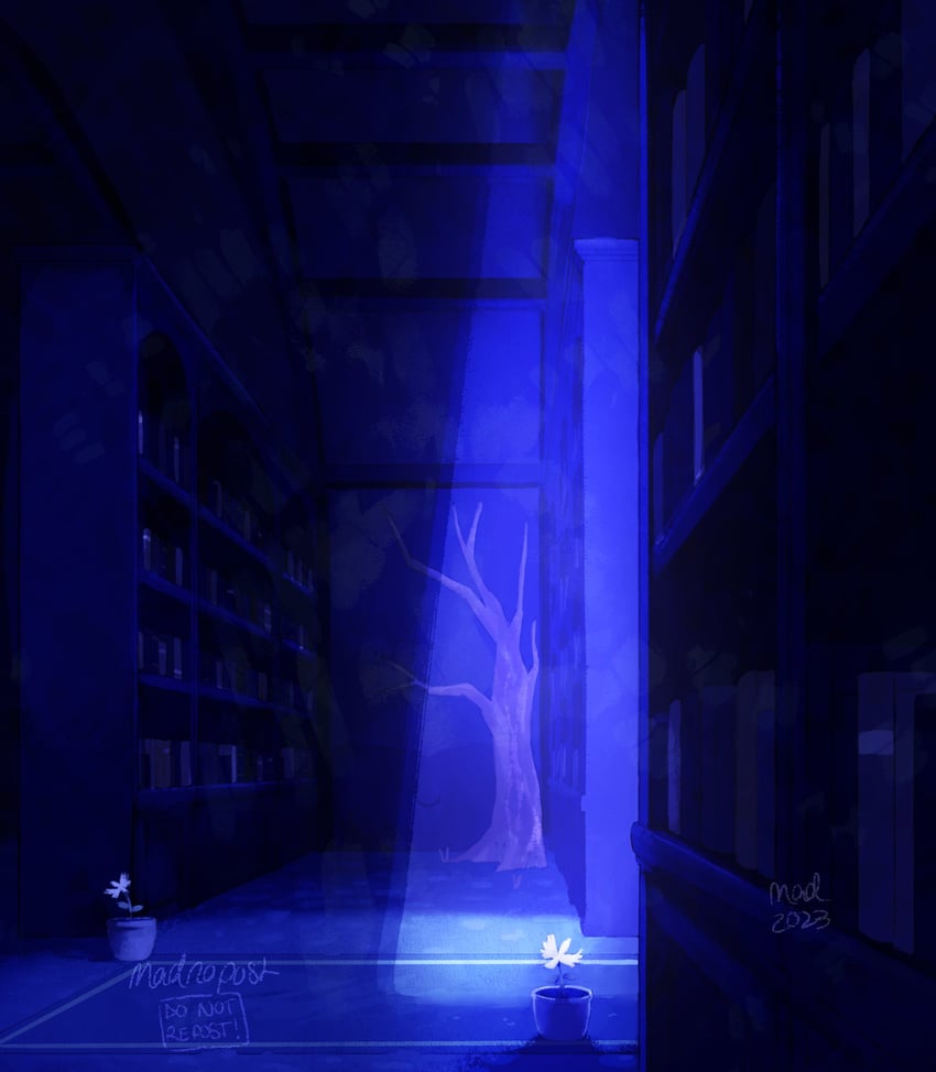 OMORI 2023年 作者名 枯树 书架 鹭草