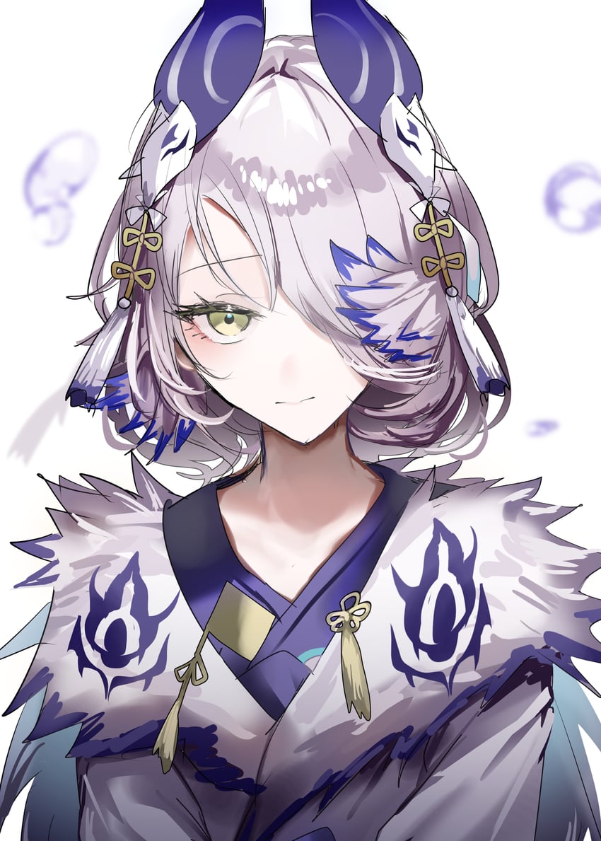 明日方舟、怪物猎人系列、梓兰 (明日方舟) 1名女孩 鸟娘 羽毛发饰 狐狸发饰 灰发
