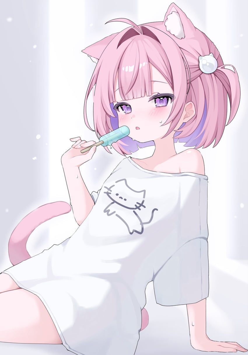 原创 1名女孩 呆毛 兽耳毛 兽耳 手臂支撑