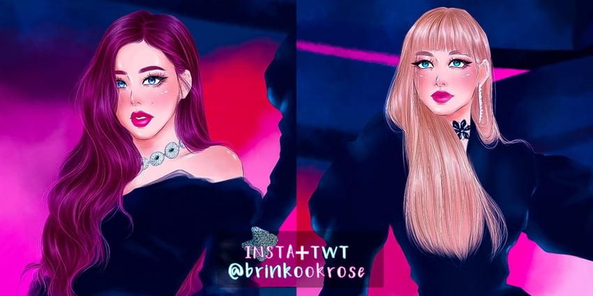 BLACKPINK、Lisa (Blackpink)、Rosé (BLACKPINK) 1名女孩 2名女孩 黑色连衣裙 黑色眼线 金发